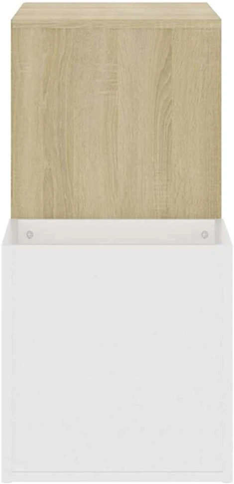 Spintelė batams, balta ir ąžuolo, 105x35,5x70cm, mediena
