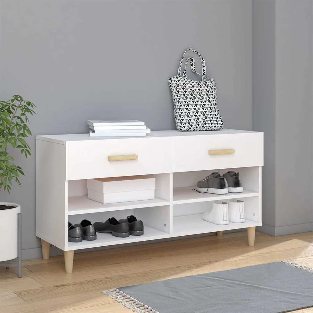 Spintelė batams, baltos spalvos, 102x35x55cm, apdirbta mediena