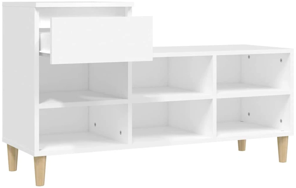 Spintelė batams, baltos spalvos, 102x36x60cm, apdirbta mediena