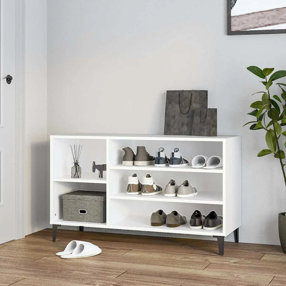 Spintelė batams, baltos spalvos, 102x36x60cm, apdirbta mediena
