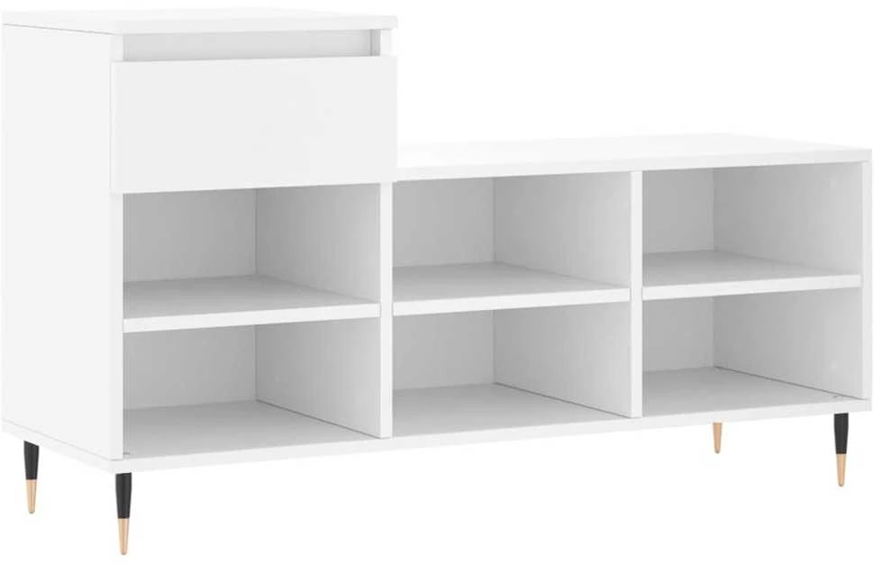 Spintelė batams, baltos spalvos, 102x36x60cm, apdirbta mediena