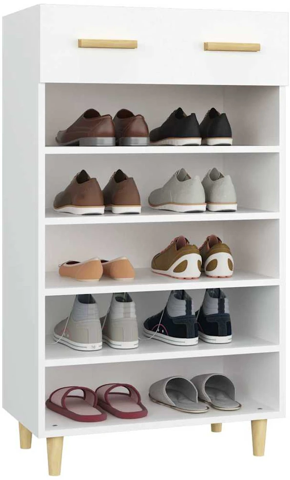 Spintelė batams, baltos spalvos, 60x35x105cm, apdirbta mediena