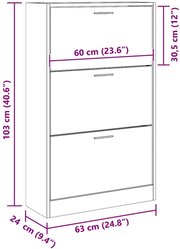 Spintelė batams, baltos spalvos, 63x24x103cm, apdirbta mediena