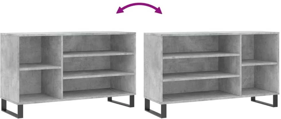 Spintelė batams, betono pilka, 102x36x60cm, apdirbta mediena