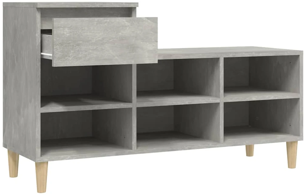 Spintelė batams, betono pilka, 102x36x60cm, apdirbta mediena