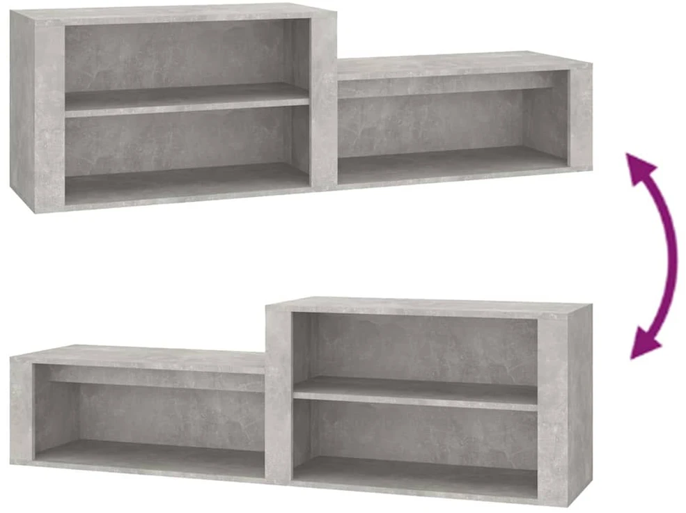 Spintelė batams, betono pilka, 150x35x45cm, apdirbta mediena