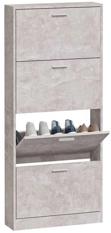 Spintelė batams, betono pilka, 59x17x150cm, apdirbta mediena