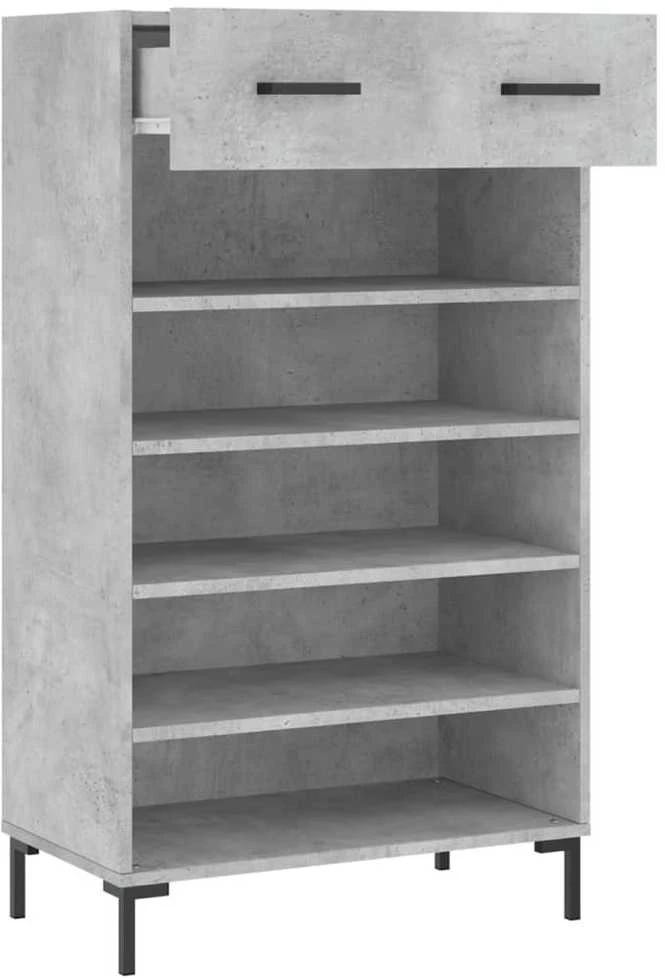 Spintelė batams, betono pilka, 60x35x105cm, apdirbta mediena