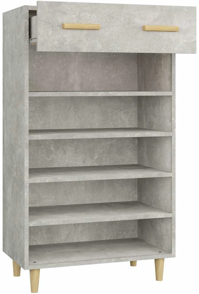 Spintelė batams, betono pilka, 60x35x105cm, apdirbta mediena