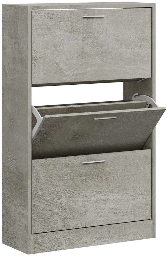 Spintelė batams, betono pilka, 63x24x103cm, apdirbta mediena