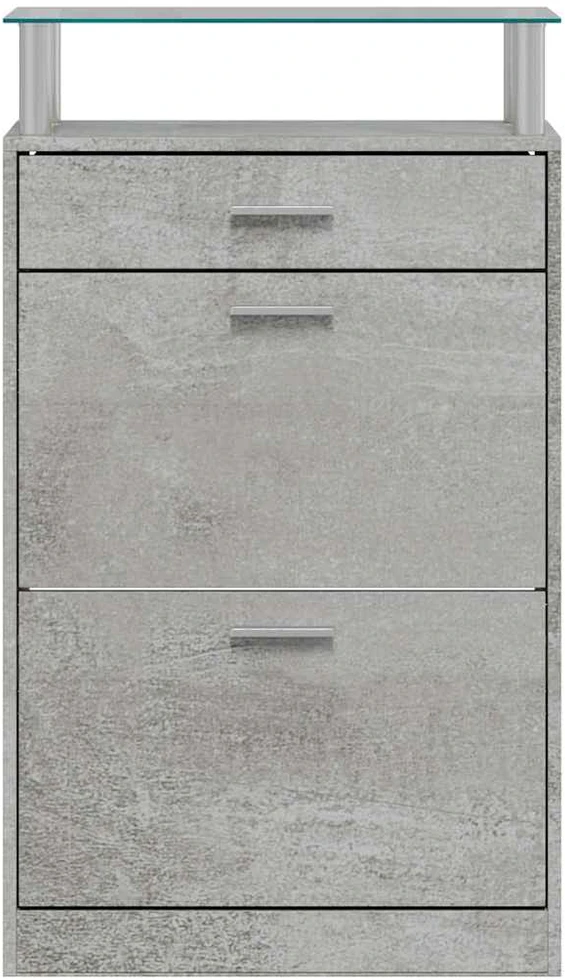 Spintelė batams, betono pilka, 63x24x104cm, apdirbta mediena
