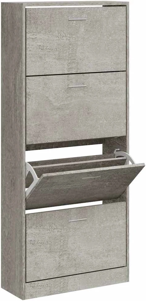 Spintelė batams, betono pilka, 63x24x147cm, apdirbta mediena