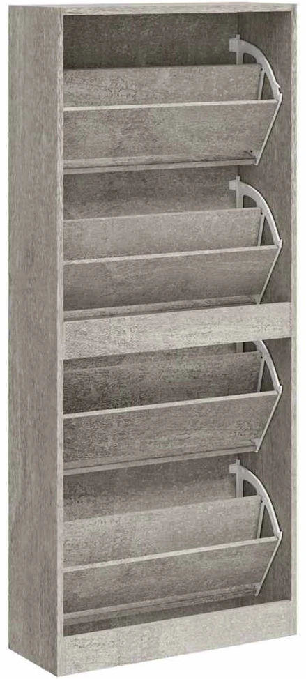 Spintelė batams, betono pilka, 63x24x147cm, apdirbta mediena
