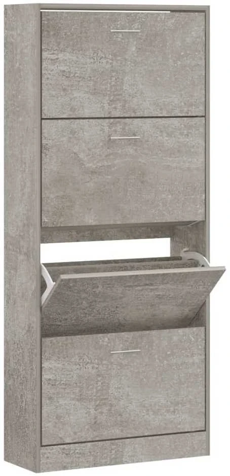 Spintelė batams, betono pilka, 63x24x147cm, apdirbta mediena