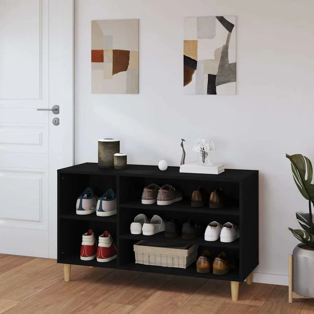 Spintelė batams, juodos spalvos, 102x36x60cm, apdirbta mediena