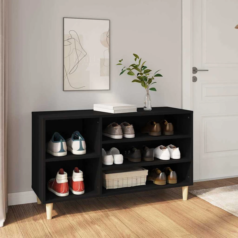 Spintelė batams, juodos spalvos, 102x36x60cm, apdirbta mediena