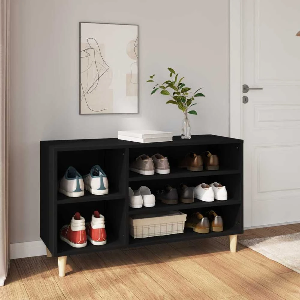 Spintelė batams, juodos spalvos, 102x36x60cm, apdirbta mediena