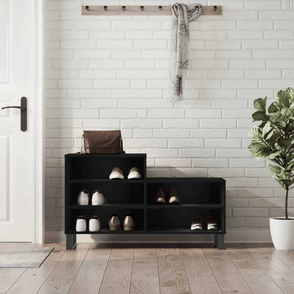 Spintelė batams, juodos spalvos, 102x36x60cm, apdirbta mediena