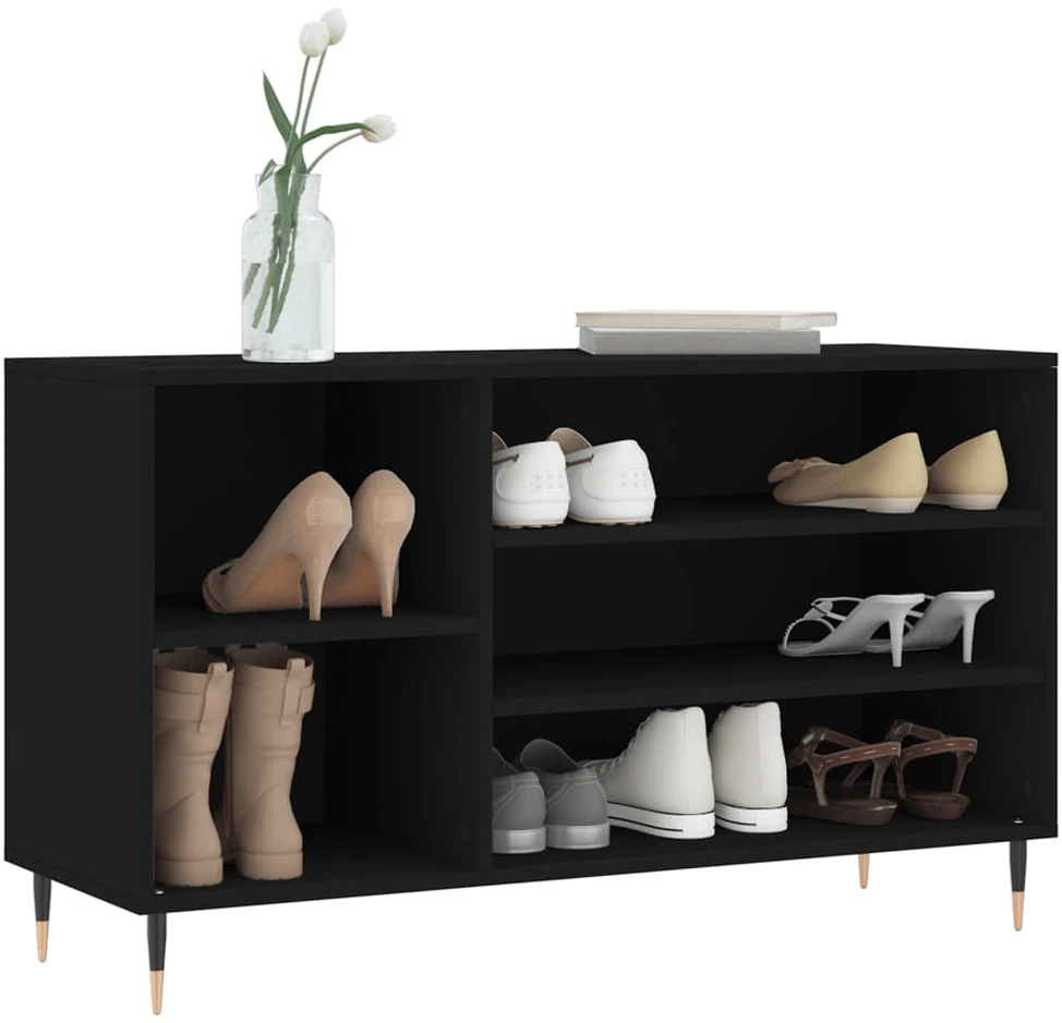 Spintelė batams, juodos spalvos, 102x36x60cm, apdirbta mediena