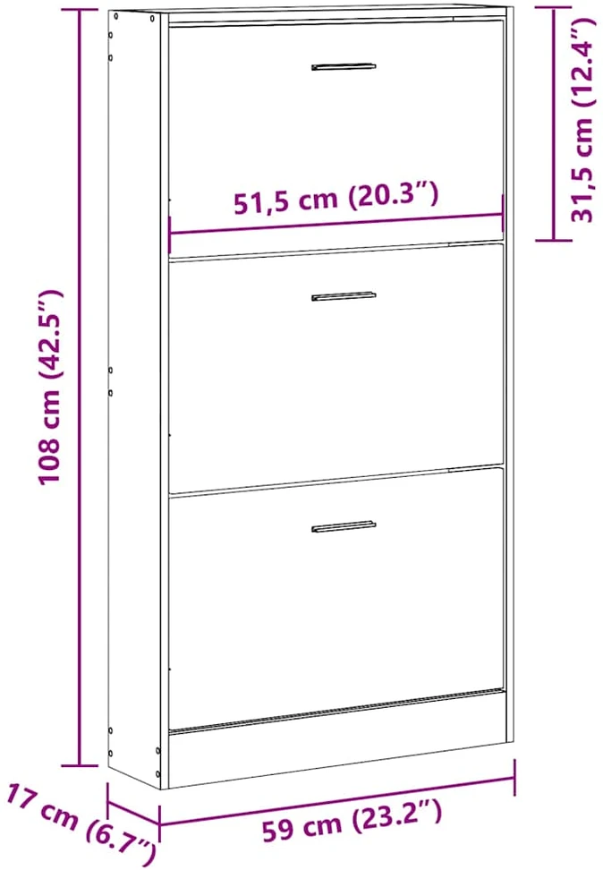 Spintelė batams, juodos spalvos, 59x17x108cm, apdirbta mediena