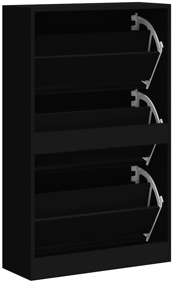 Spintelė batams, juodos spalvos, 63x24x103cm, apdirbta mediena