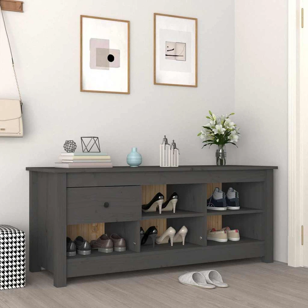 Spintelė batams, pilka, 110x38x45,5cm, pušies medienos masyvas