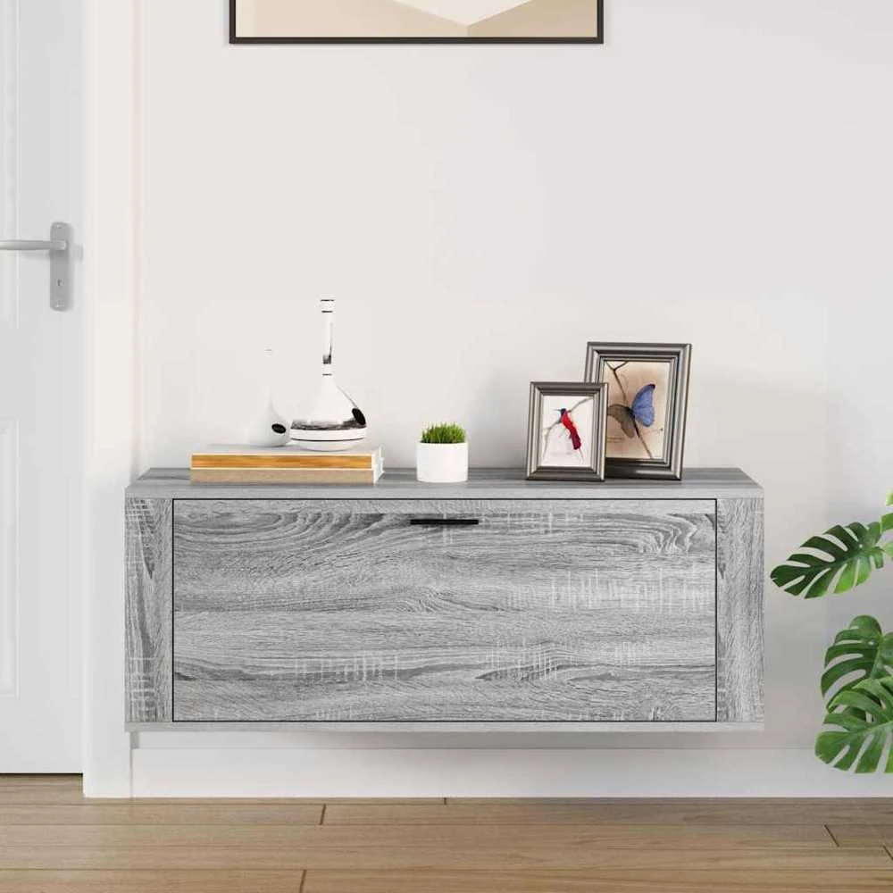 Spintelė batams, pilka ąžuolo, 100x35x38cm, apdirbta mediena
