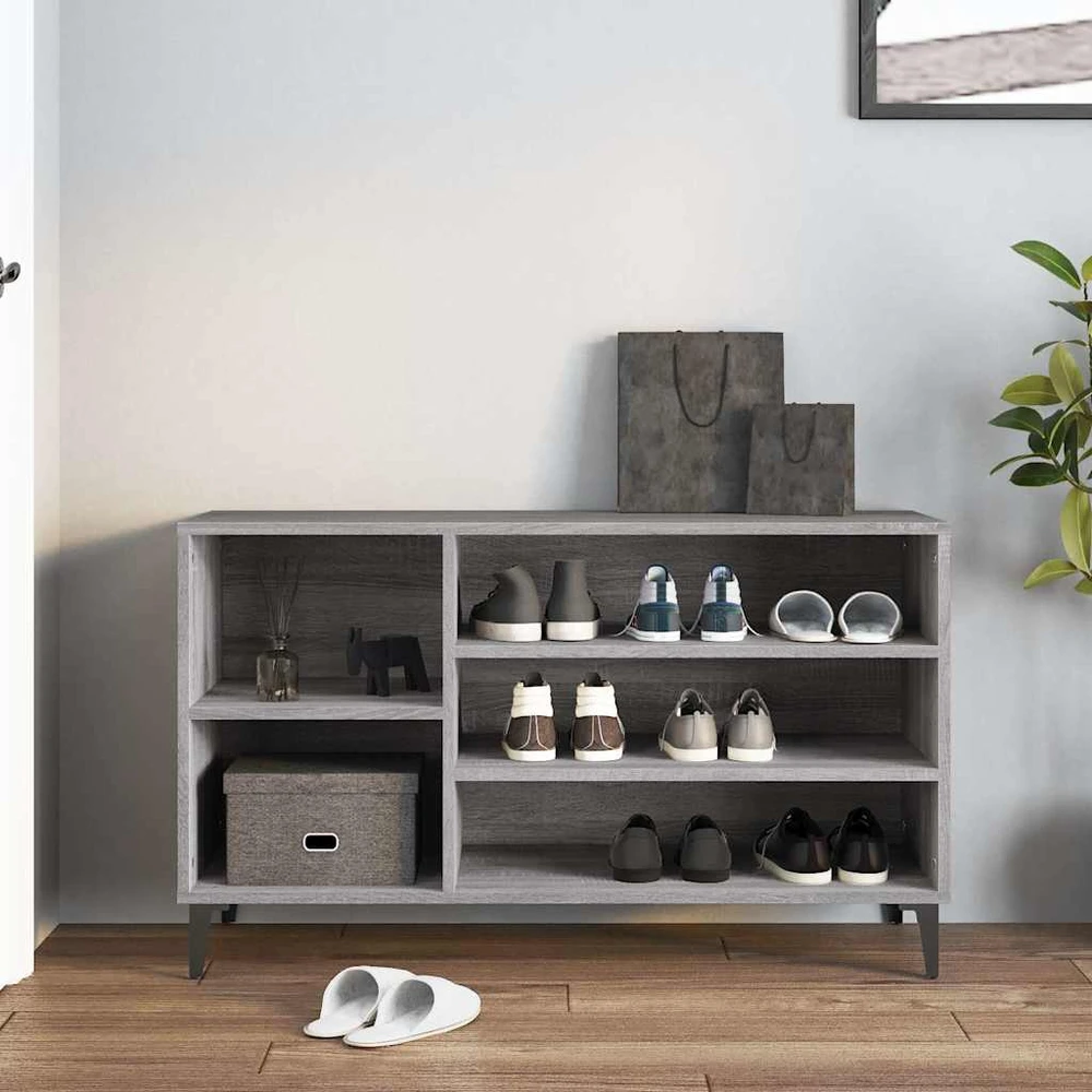 Spintelė batams, pilka ąžuolo, 102x36x60cm, apdirbta mediena