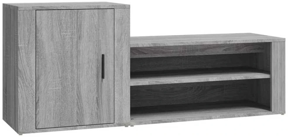 Spintelė batams, pilka ąžuolo, 130x35x54cm, apdirbta mediena