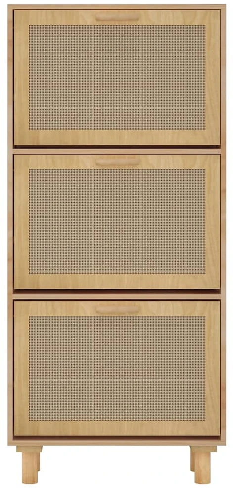 Spintelė batams, rudos spalvos, 52x25x115cm, mediena/ratanas