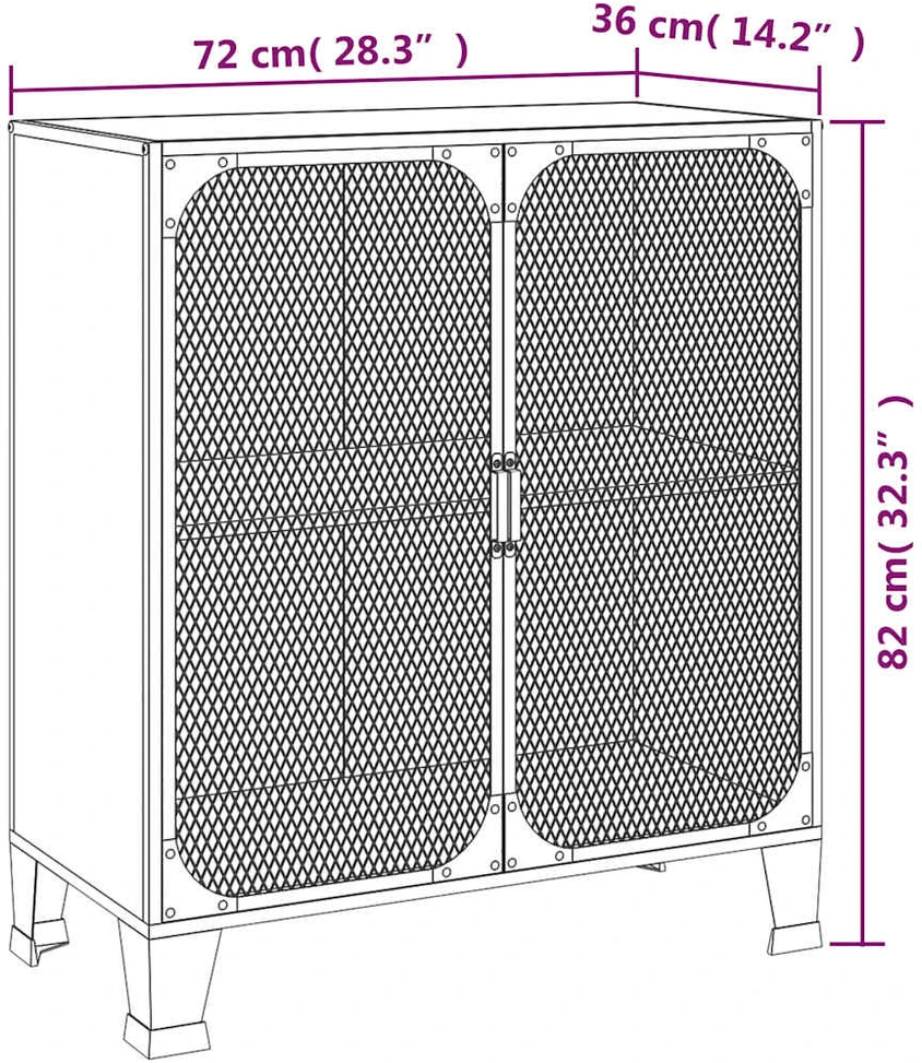 Spintelė daiktams, kaimiška ruda, 72x36x82cm, metalas ir MDF