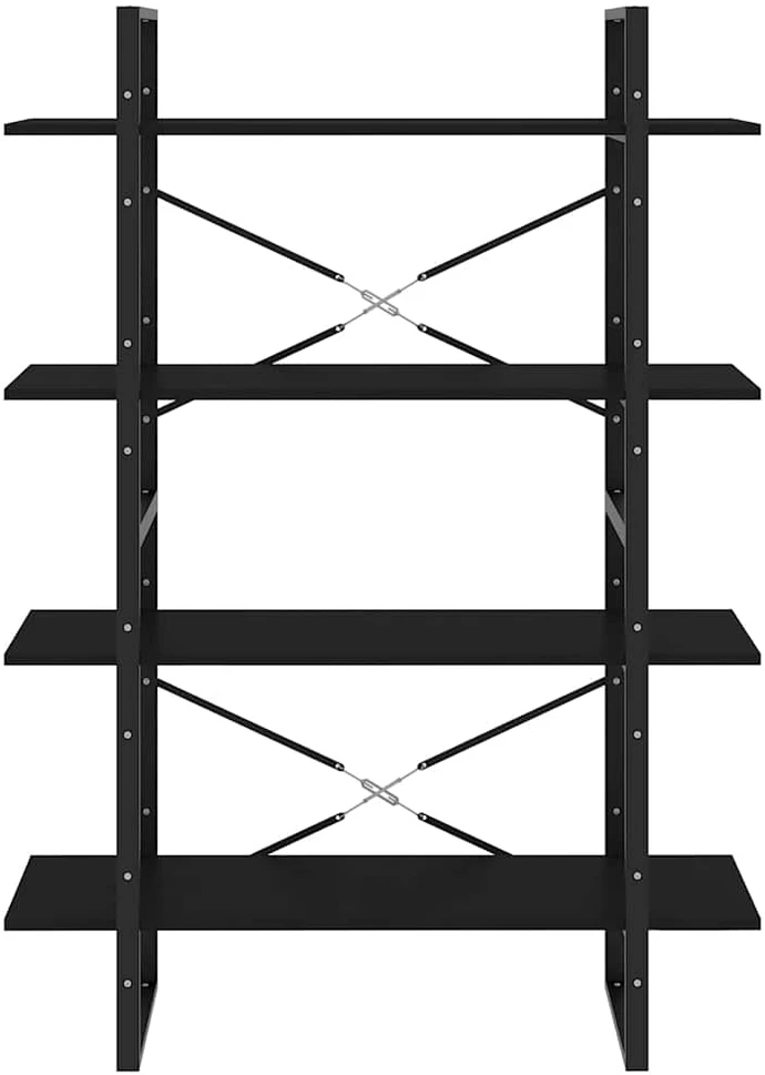Spintelė knygoms, 4 aukštų, juoda, 100x30x140cm, mediena