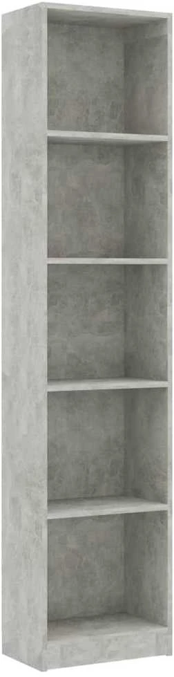 Spintelė knygoms, 5 aukštų, betono, 40x24x175cm, mediena