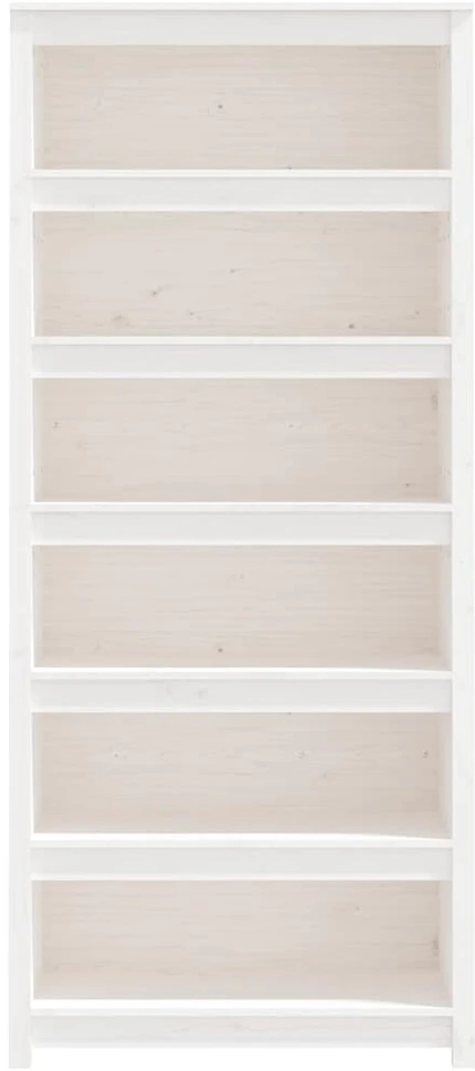 Spintelė knygoms, balta, 80x35x183cm, pušies medienos masyvas