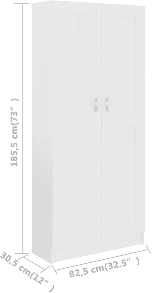 Spintelė knygoms, balta, 82,5x30,5x185,5cm, apdirbta mediena