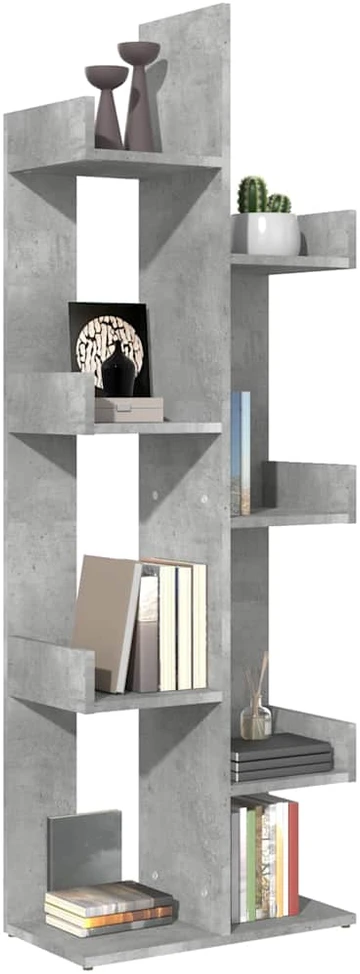 Spintelė knygoms, betono pilka, 48x25,5x140cm, apdirbta mediena