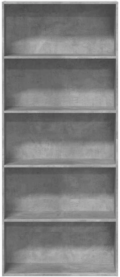Spintelė knygoms, betono pilka, 80x30x189cm, MDP