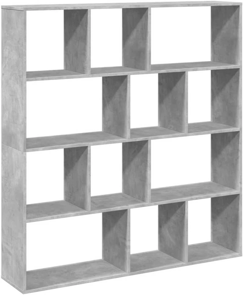 Spintelė knygoms, betono pilkos spalvos, 132x29x141,5cm, MDP