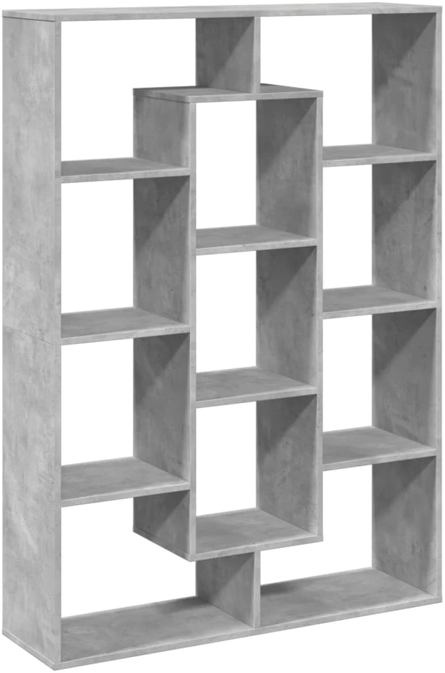Spintelė knygoms, betono pilkos spalvos, 102x29x143cm, MDP