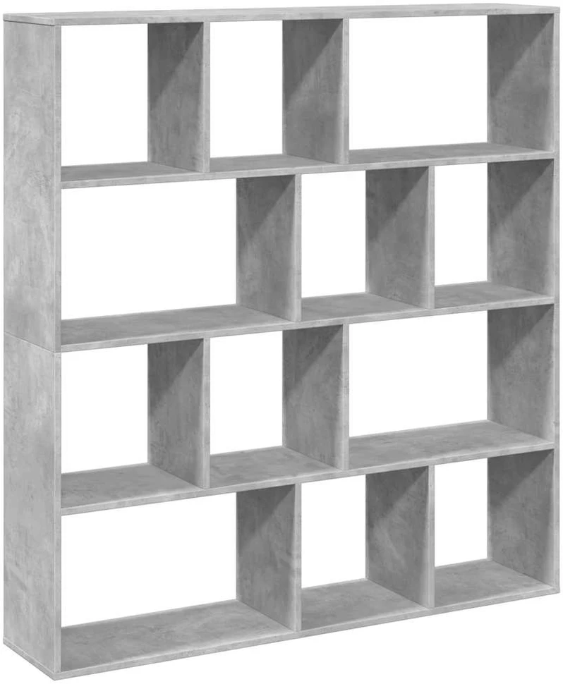 Spintelė knygoms, betono pilkos spalvos, 132x29x141,5cm, MDP