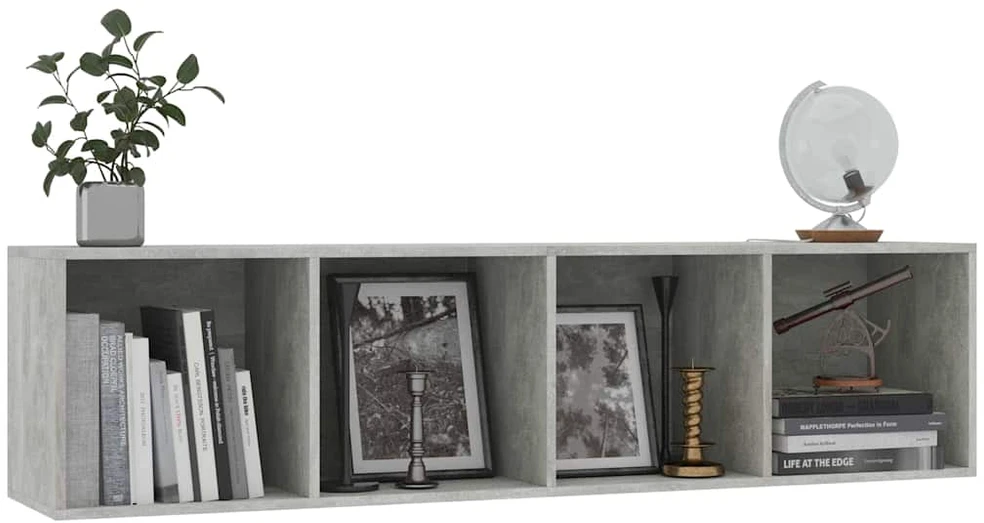 Spintelė knygoms/televizoriui, betono pilkos sp., 143x30x36 cm