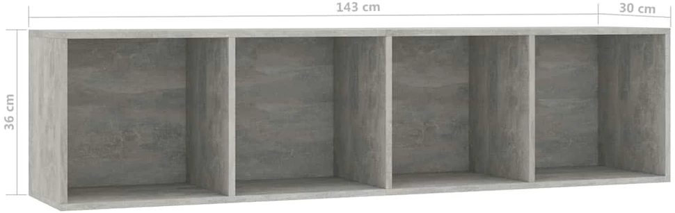 Spintelė knygoms/televizoriui, betono pilkos sp., 143x30x36 cm