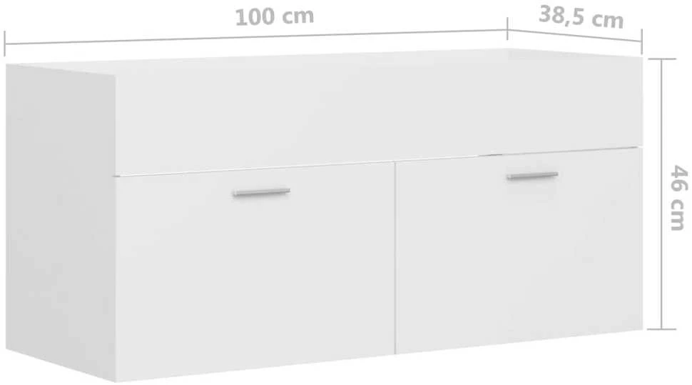 Spintelė praustuvui, balta, 100x38,5x46cm, apdirbta mediena