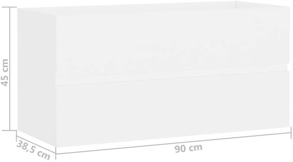 Spintelė praustuvui, balta, 90x38,5x45cm, apdirbta mediena