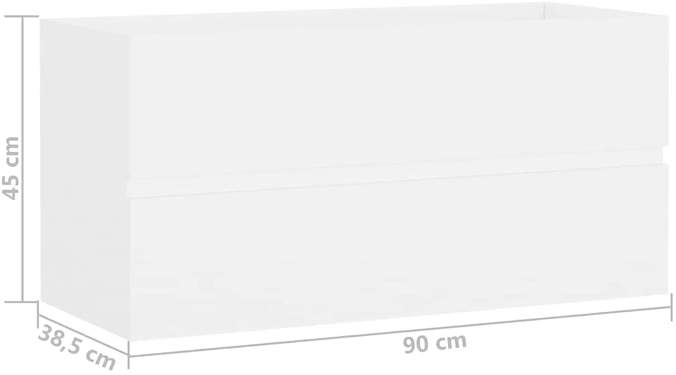 Spintelė praustuvui, balta, 90x38,5x45cm, apdirbta mediena