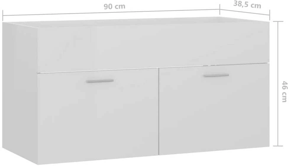 Spintelė praustuvui, balta, 90x38,5x46cm, MDP, ypač blizgi