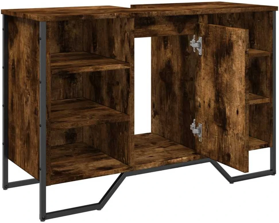 Spintelė praustuvui, dūminė, 91x35x60cm, apdirbta mediena