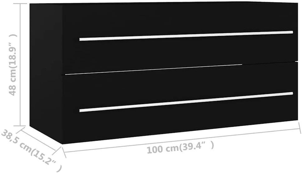 Spintelė praustuvui, juodos spalvos, 100x38,5x48cm, mediena
