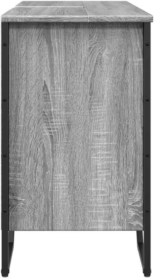 Spintelė praustuvui, pilka ąžuolo, 91x35x60cm, apdirbta mediena