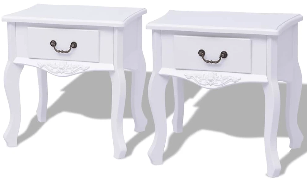 Spintelė prie lovos, 2 vnt., MDF, balta
